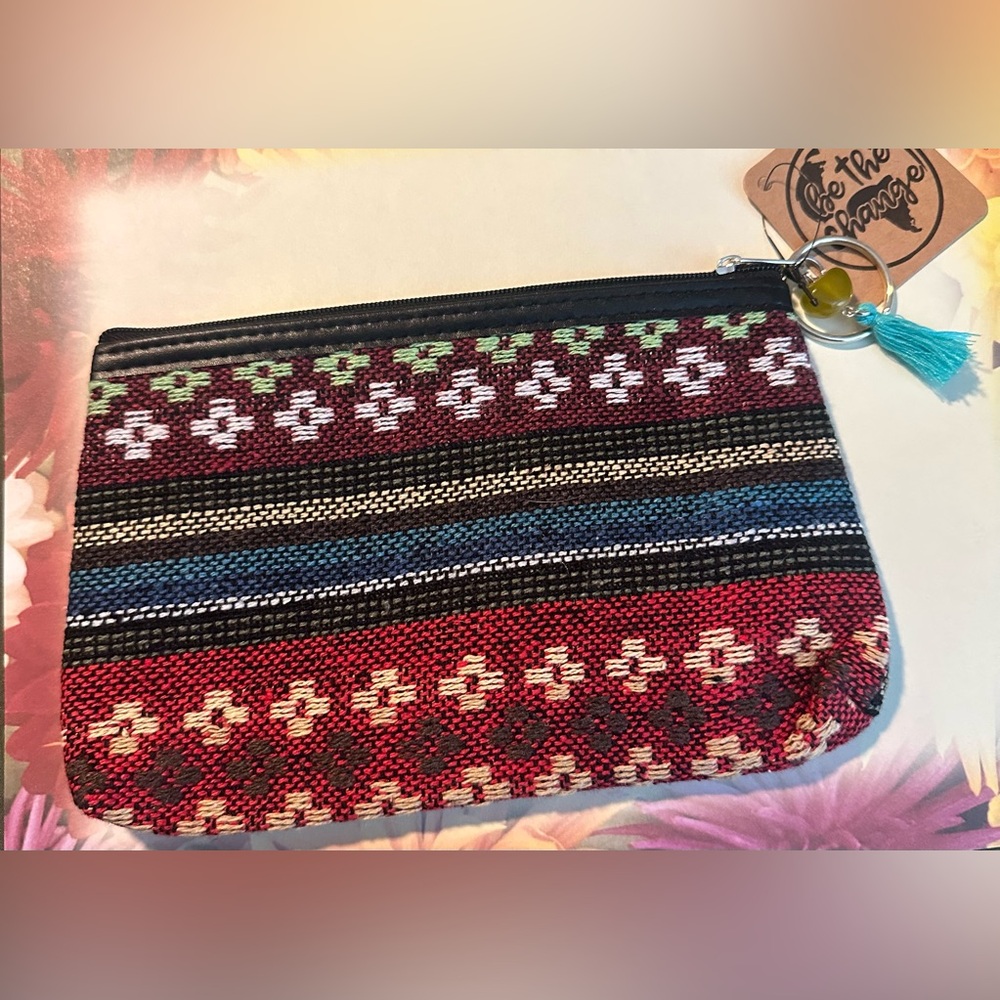 NEW Be The Change Bohemian Makeup Purse 8x5”